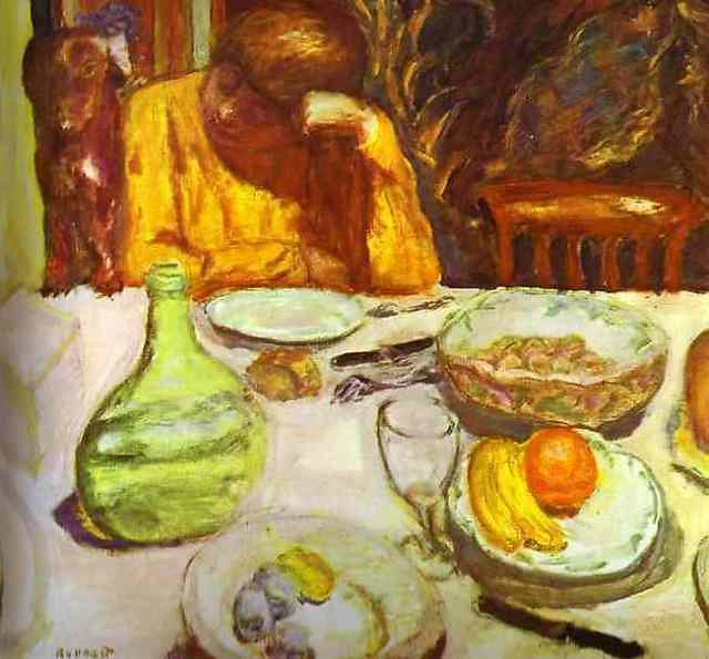 Carafe, Marthe Bonnard with Her Dog, 1912, oil on canvas, Private Collection