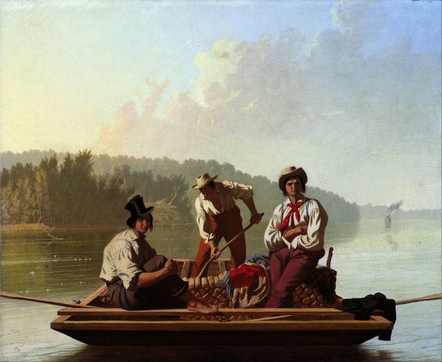 Boatmen on the Missouri, 1846, oil on canvas, 63.5 x 76.2cm, Fine Arts Museums of San Francisco